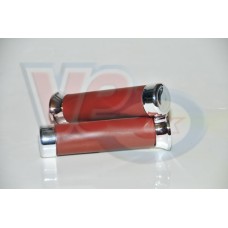 HANDLEBAR GRIPS BROWN WITH CHROME END - PX/T5